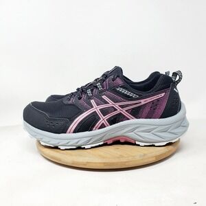 Asics Gel Venture 9 Shoes Women 8 WIDE Black Purple Trail Running Hiking Sneaker